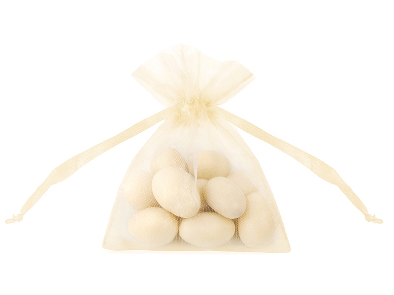 Krabičky na cukrovinky a torty - Sáčok z organzy - krémová