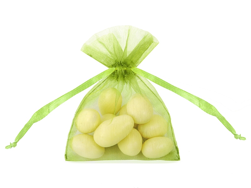 Krabičky na cukrovinky a torty - Sáčok z organzy - zelená