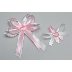 Svatební vývazek s perleťovým srdíčkem - růžová