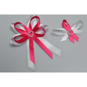 Svadobný vývazek s perleťovým srdiečkom - fuchsia