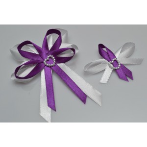 Svatební vývazek s perleťovým srdíčkem - fialová