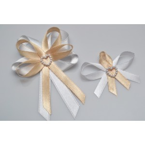 Svadobný vývazek s perleťovým srdiečkom - zlatá