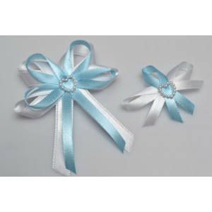 Svadobný vývazek s perleťovým srdiečkom - svetlo modrá