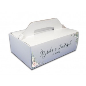 Výslužková krabica kvetinová - biela
