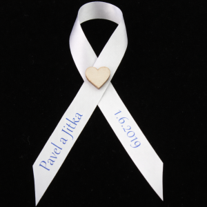 Vývazek s vašimi menami a dátumom svadby - biely